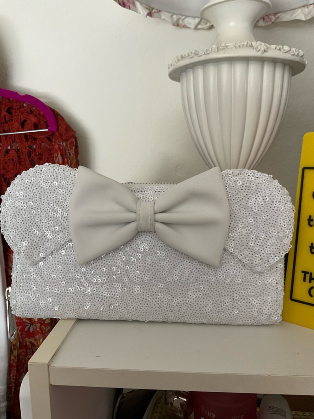 Loungefly White Sequin Bow Mouse Ear Wallet